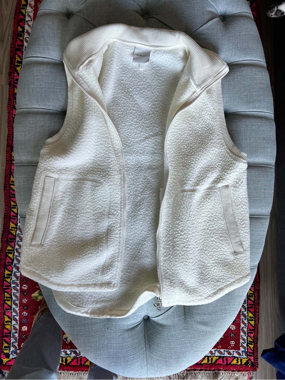 Varley Cream Sherpa Zip-Up Vest